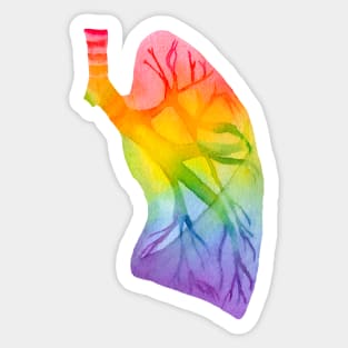 Watercolor Rainbow Lung (white) Sticker